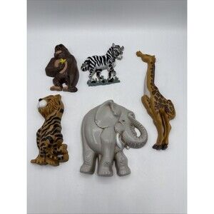 Vintage 1995 Home Interiors Burwood Safari Zoo Animals Wall Plaques Set 5 #3354
